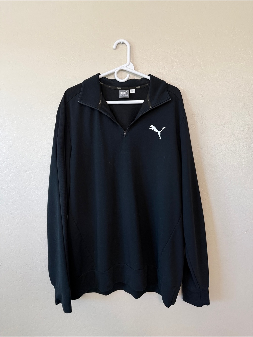 Puma Men's Black Half-Zip Athletic Pullover with White Logo